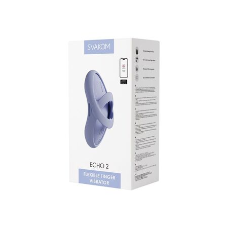 Голубой вибромассажёр на пальцы Echo 2 с функцией нагрева
